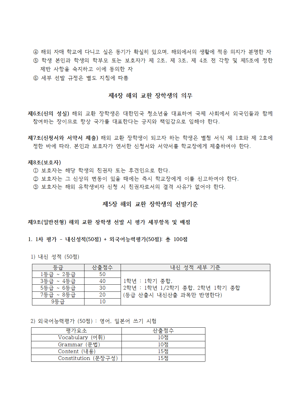 해외 교환 장학생 규정(2023 개정완료) 10월 5일 기준001